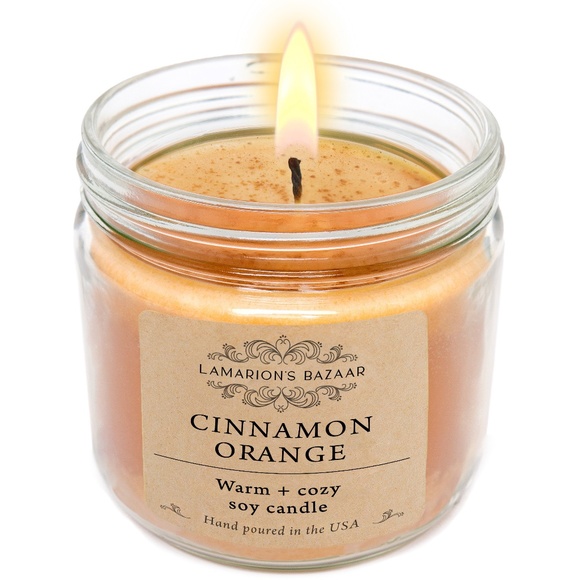 Cinnamon + Blood Orange Scented Soy Candle - Seasonal Cinnamon Orange Fragrance - Picture 1 of 3